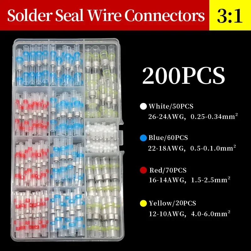 1/3/5 Boxed Solder Seal Wire Connector 3:1 Heat Shrink Sealed Insulated Butt Splice Terminal Waterproof Butt Connectors Kit