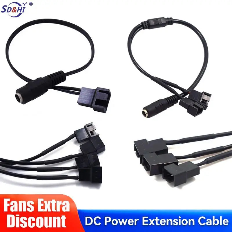 1pc 12V Adapter Converter Power Supply Cable PC Fan Cable 4pin IDE Molex To 1/2/3/4-Port 3Pin/4Pin Cooler Cooling Fan Splitter