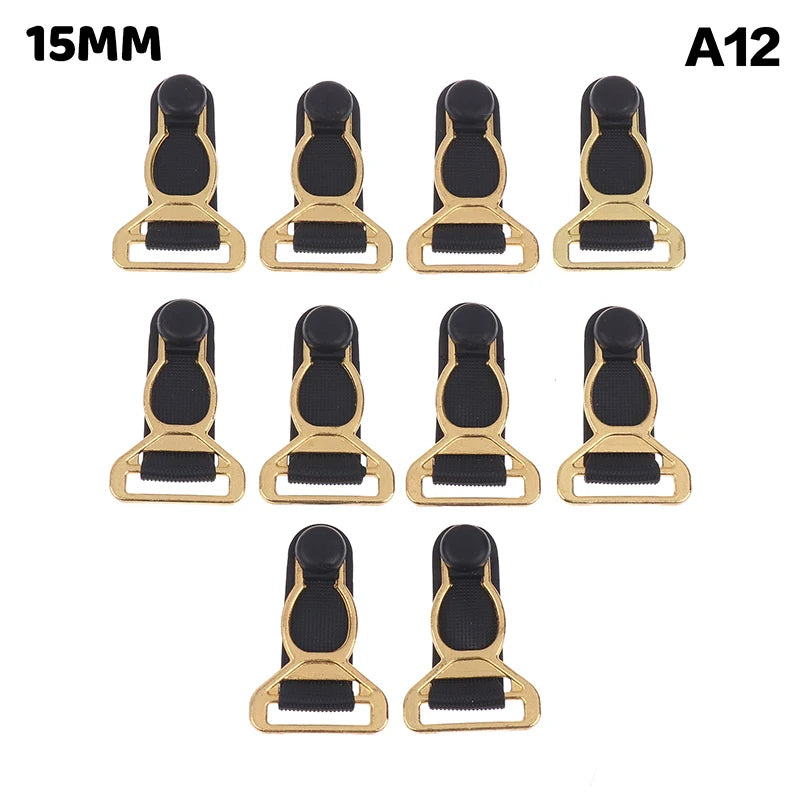 10Pcs 10/12/15/18MM Metal Adjust Buckle For Corset Leg Garter Belt Clip Hook Suspender Ends Buckles Hosiery Stocking Grips
