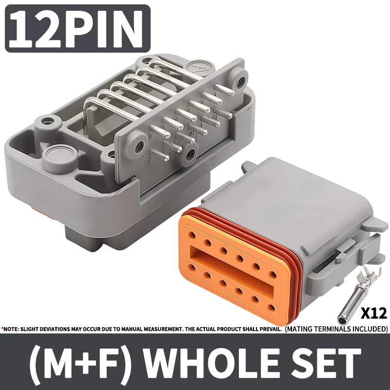 DT13 Series  Waterproof  Automotive PCB Right-Angle Header Connector 2/3/4/6/8/12Pin Male/Female Kit for Car Truck Bus Marine