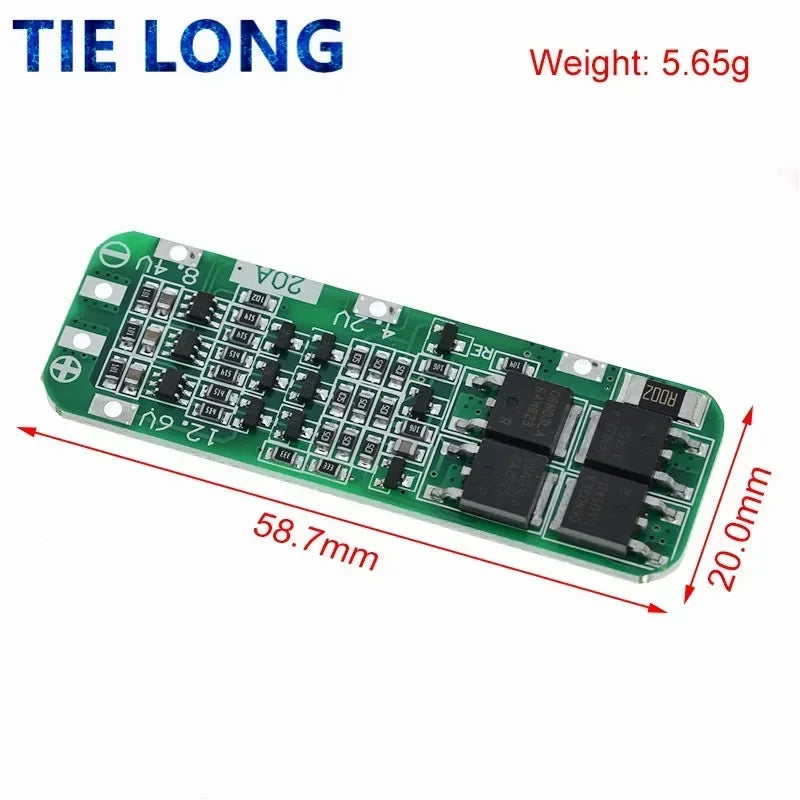5pcs 3S 20A Li-ion Lithium Battery 18650 Charger PCB BMS Protection Board For Drill Motor 12.6V Lipo Cell Module 64x20x3.4mm