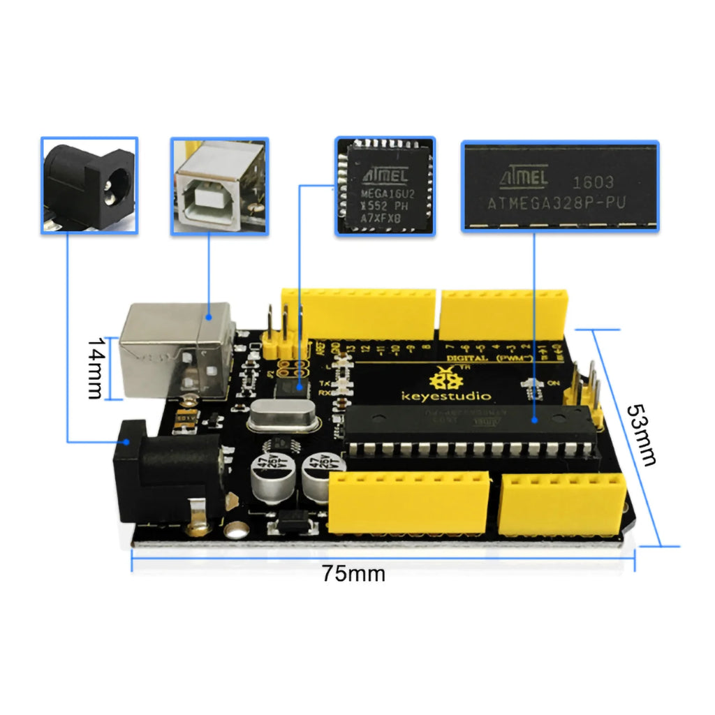 Keyestudio WIFI UNOR3 Development Board ATMEGA16U2/ ATMEGA328P/CP2102 +USB Cable With  Gift Box Compatible With Arduino Uno R3