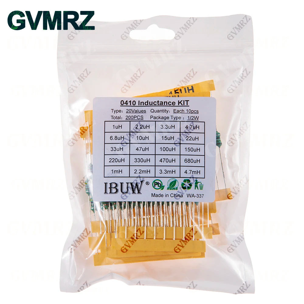 Color Ring Inductor Assortment 0307 1/4W  0410 1/2W 1UH 10UH 100UH Inductors Inductors Assorted Set Kit