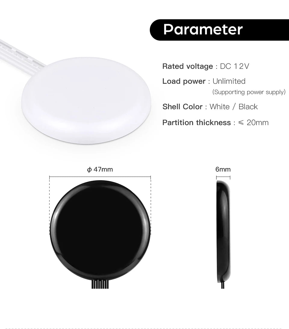 DC12V-24V Penetrable 25mm Wooden Panel Glass LED Light Touch Switch 60W Hidden Dimmer Sensor Switch For Closet Cabinet Lighting