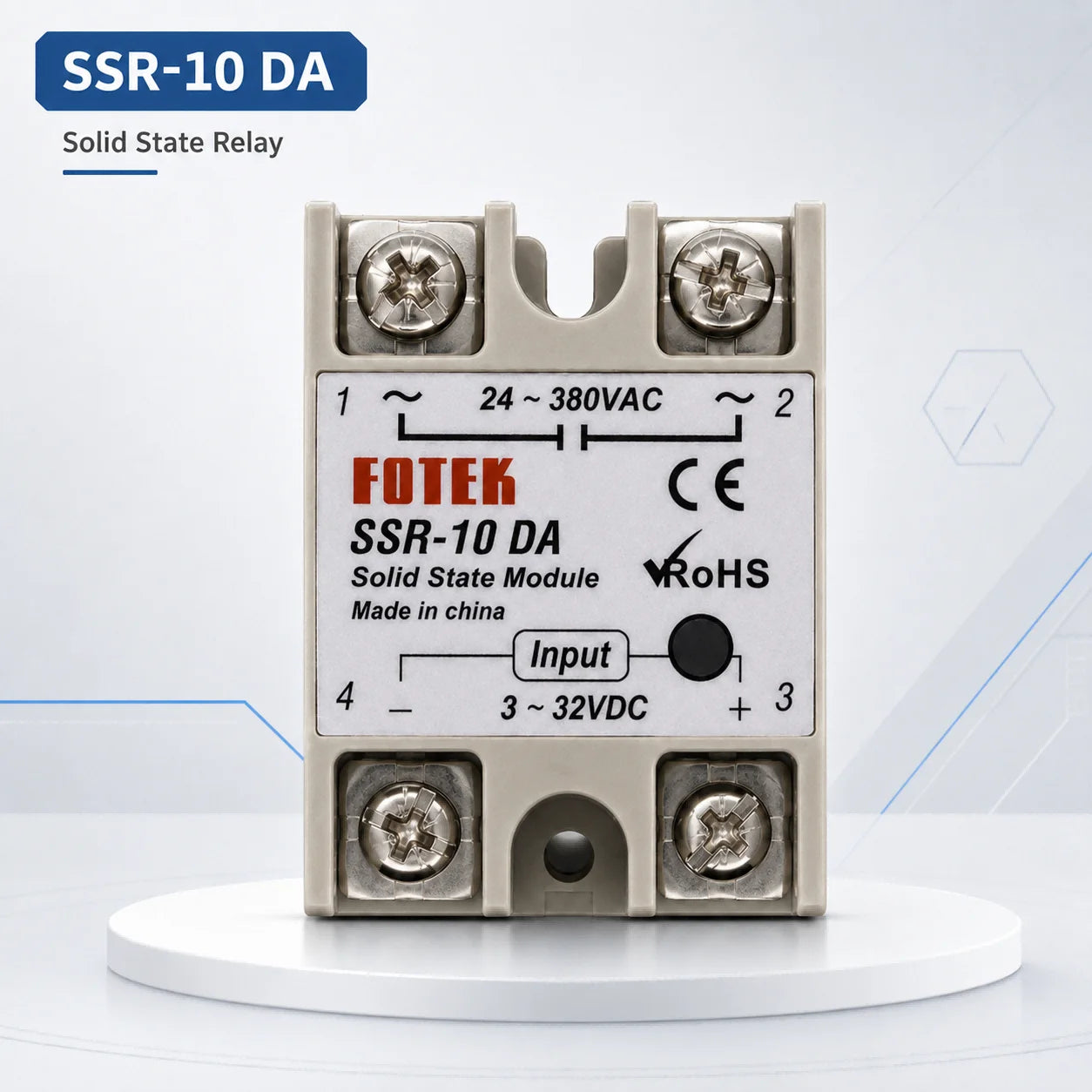 Solid State Relay SSR DA Single Phase 10A 25A 40A 60A 80A 100A 3-32VDC Input 24-380VAC Output for PID Temperature Control