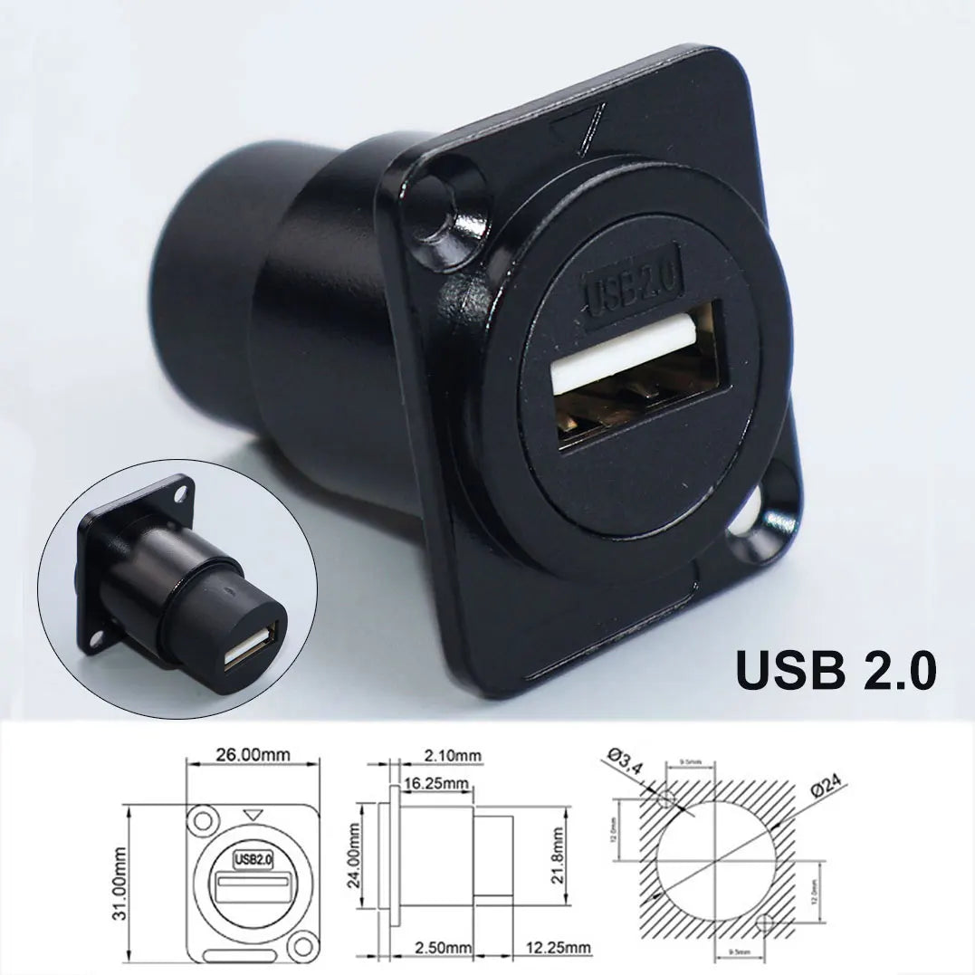 YanXI 1pc Round Socket Module D Type RJ45 Straight Through Network Type-C USB2.0 USB3.0 Connector Panel Mounting HDMI-Jack CAT6