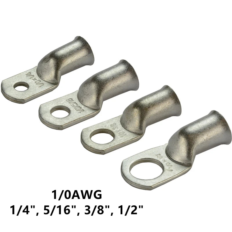 5PCS Copper Ring Uninsulated Terminals Lug Bare Battery Welding Cable Wire Connectors Heat Shrink Tubing Kit 0-8AWG