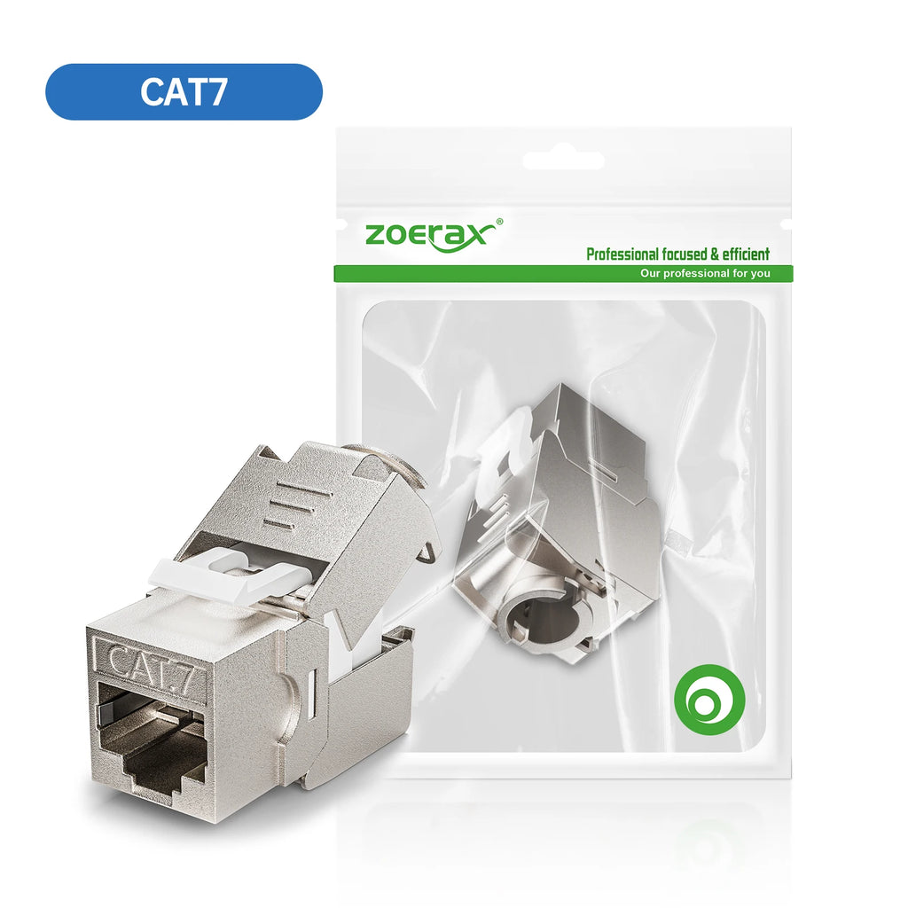 ZoeRax RJ45 Cat8 Cat7 Cat6A Shielded Keystone Jacks, RJ45 STP Tool-Less Type Zinc Alloy Module Shielded Keystone Jack Adapter