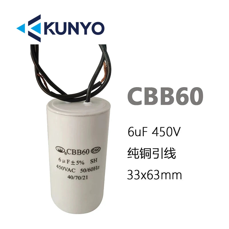 1PCS CBB60 450V Starting Capacitor Motor Run Capacitors 4UF-60UF 4 Pin with Screws for Electric Motor/washing Machine 10uf 20uf