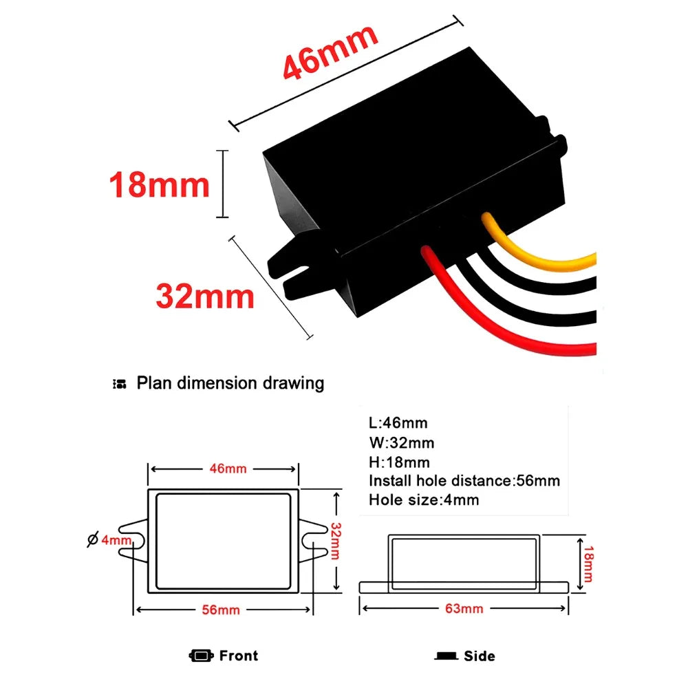 8-90V 12V 24V 48V 60V 72V 90V to 5V 5A 25WDC DC Step Down Converter Type-C Micro USB Buck Power Supply for Mobile Phone Charging