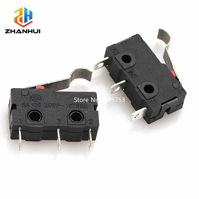 40PCS/Box Mini Micro Limit Switch - NO NC SPDT 2P/3P Terminals 5A 125V/250V Roller Arc Lever Snap Action Switch