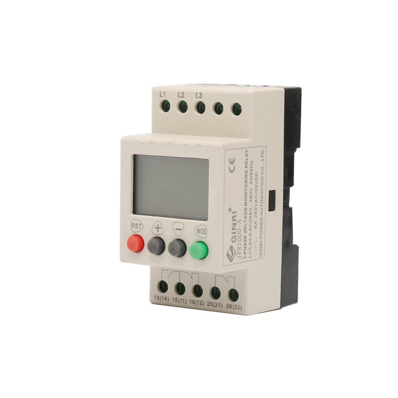 JVR1000-A  LCD Three-phase Voltage Monitoring Relay  with Overvoltage Undervoltage phase sequence phase loss voltage unbalance