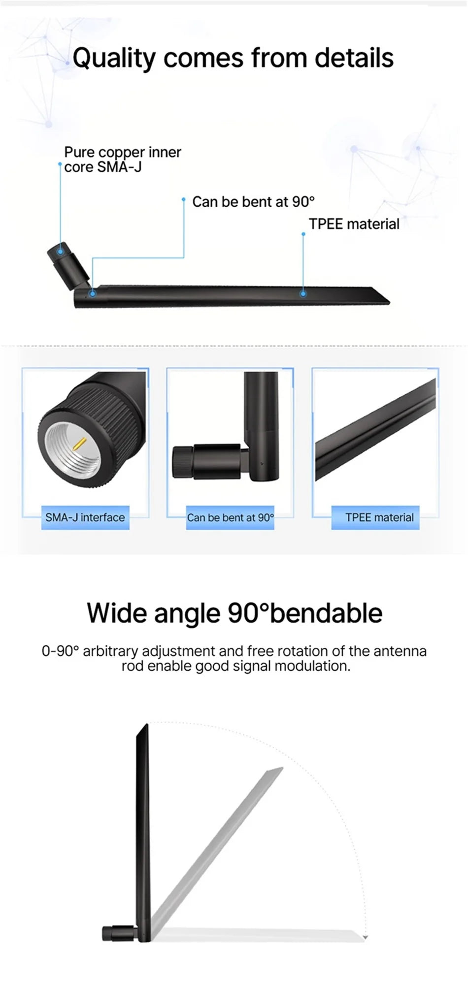 10pcs/lot Wifi Antenna 433MHz 490M SMA-J 4.0dBi High Gain TX433-JKD-20P Omidirectional Straight Rubber Antenna