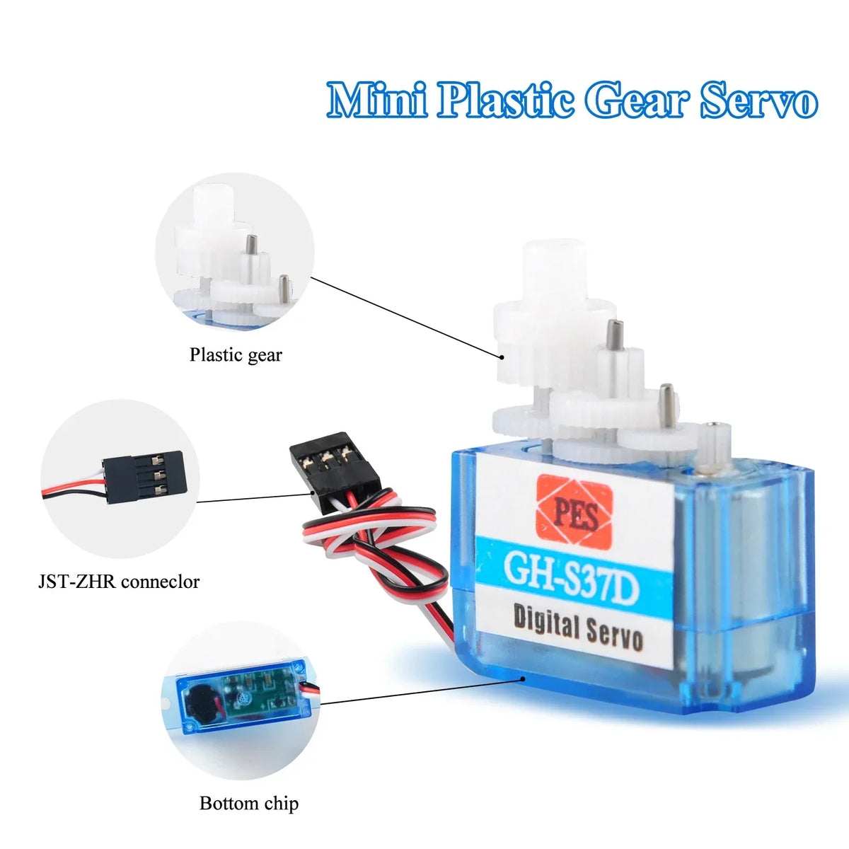 1/2/4 PCS GH-S37D Micro Digital Servo Motor 3.7g Super Light 90 Degree for RC Plane/Helicopter/Boat/Car Super Light Mini Servos