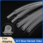 1M~100M Clear 4:1 Heat Shrink Tube with Glue Diameter 4 6 8 10.5 12 16 20 24 40 52mm Adhesive Sleeve Wrap Heat-shrinkable Sheath