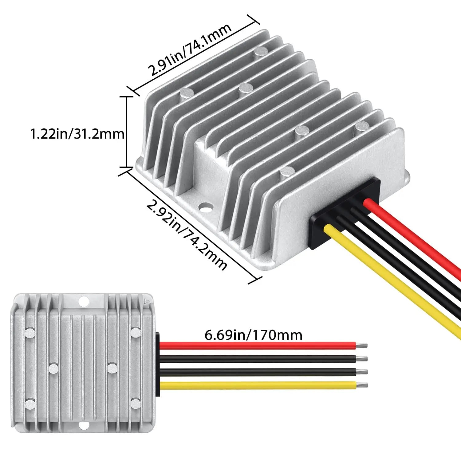 DC 24v to 12v Converter 30A 360W StepDown Converter Voltage Reducer IP68 Waterproof Transformer for Golf Cart Truck Boat Vehicle
