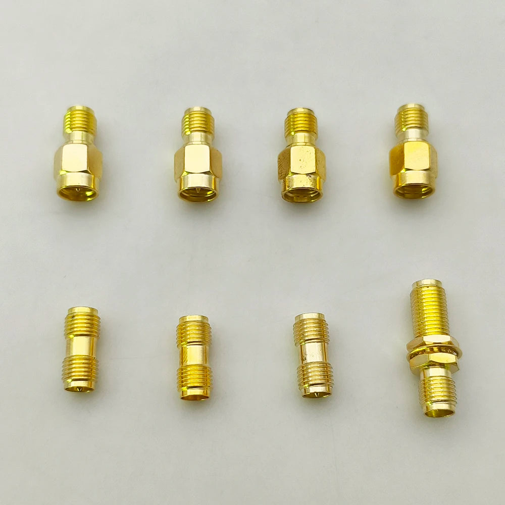 18Pcs Adapter SMA to SMA/ RP-SMA to SMA / RPSMA Male Plug & Female Jack Straight Right Angle RF Coaxial Connector Kit Gold-plate