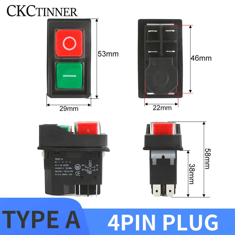 YH02A Electromagnetic Starter Push Button Switches Machine Tool Equipment IP55 Waterproof Safety Witch 28A Replace KLD28A KJD17A