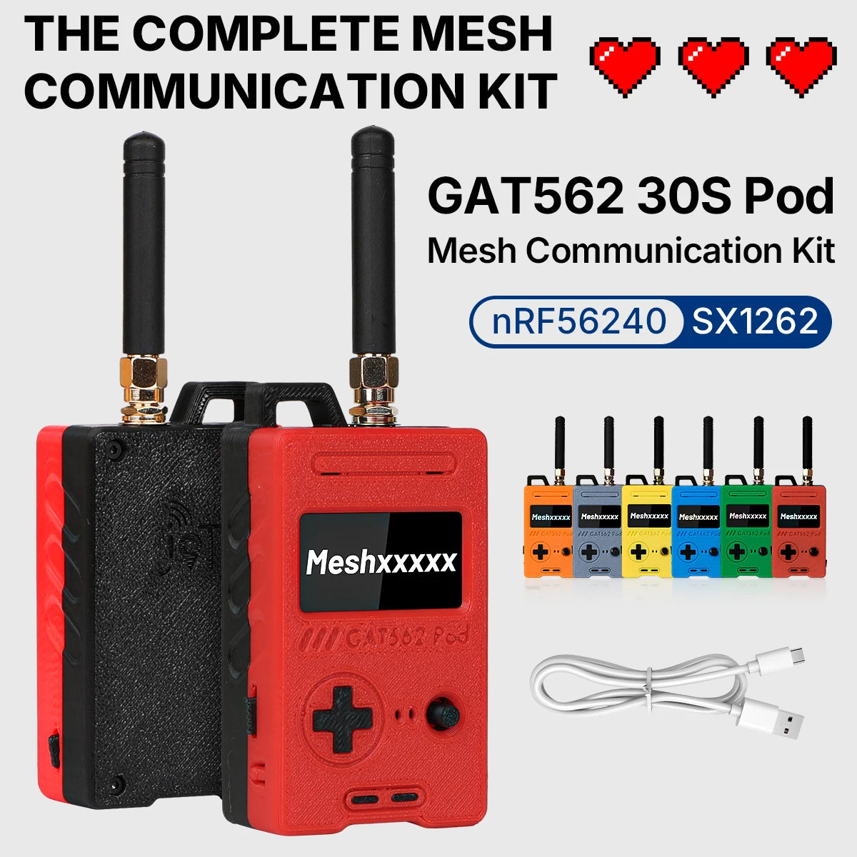 GAT562 30S Pod 30dBm Mesh Radio Node With NRF52840 SX162 GPS LoRa Meshtastic Wireless Device for Meshcore 2000mAh Battery