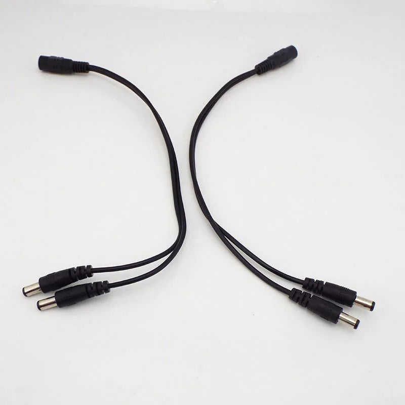 2 Way DC Power Adapter Cable 5.5mm X 2.1mm 1 Male to 2 Female 2 Male Splitter Connector Plug Extension for CCTV LED Strip Light