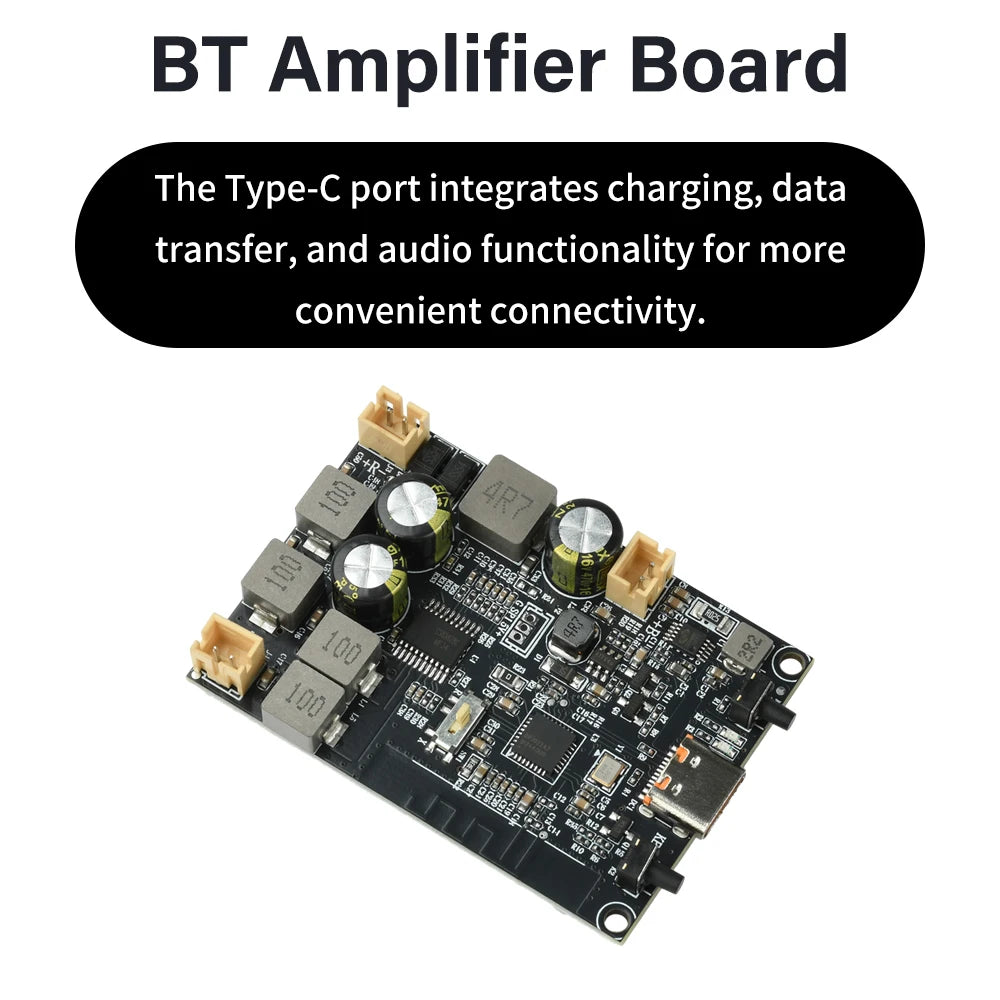 TWS Bluetooth Amplifier Module 2*10W Dual Channel Bass Enhancement Algorithm Amplifier Board Type C for DIY Audio Projects