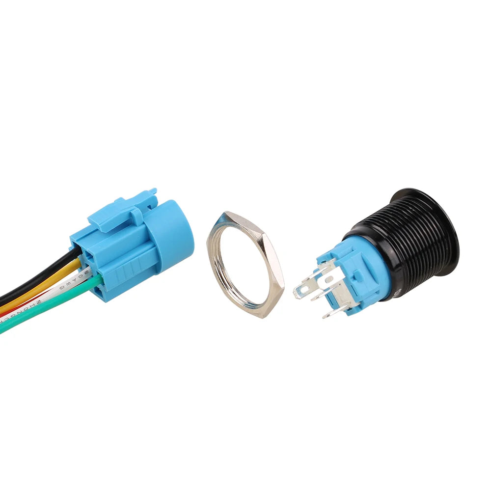 1pc 16mm/19mm Metal push button Switches for car trunk Momentary/latching 12V base 1NO 1NC with sockets