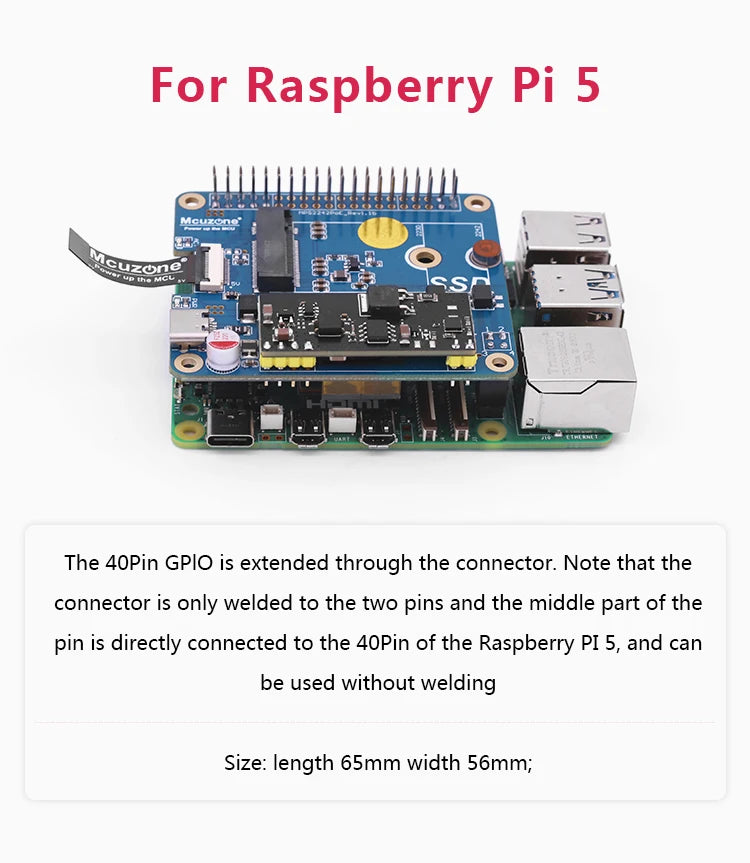 New MPS2242-POE(A) POE Powered NVME SSD HAT For Raspberry Pi 5 Support 2230/2240 SSD