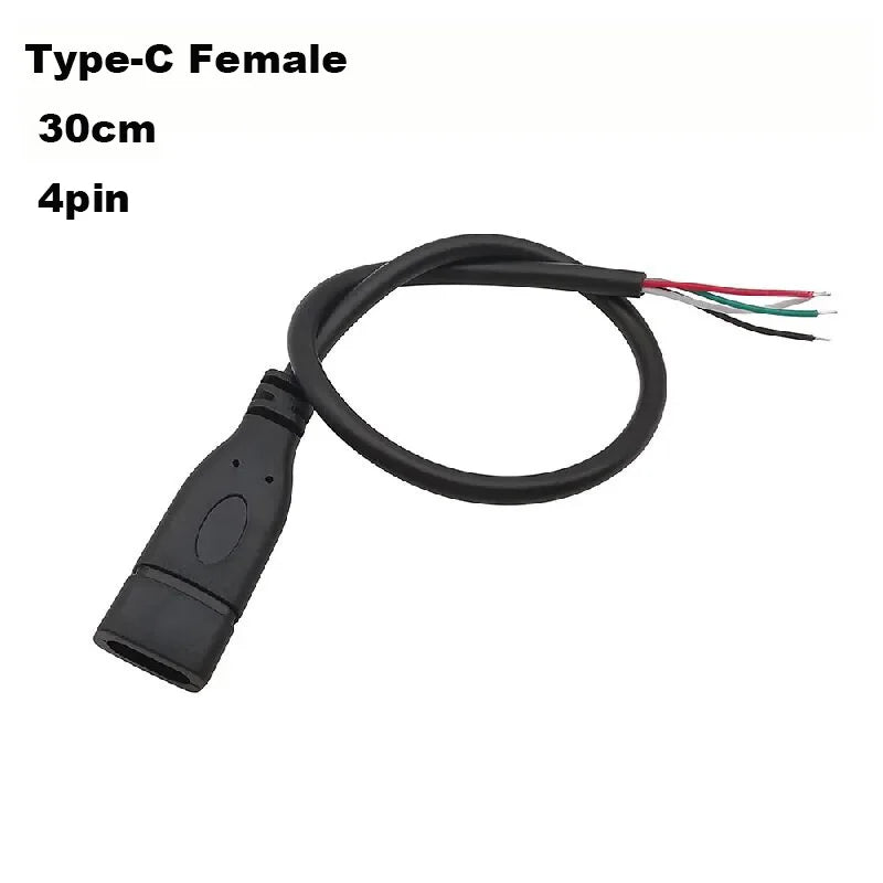 DIY Repair Welding Cable 2 Wire 4 Wires Micro USB 2.0 A Elbow Head Male Jack 4pin/2pin Type-C Male Extension Cable Line