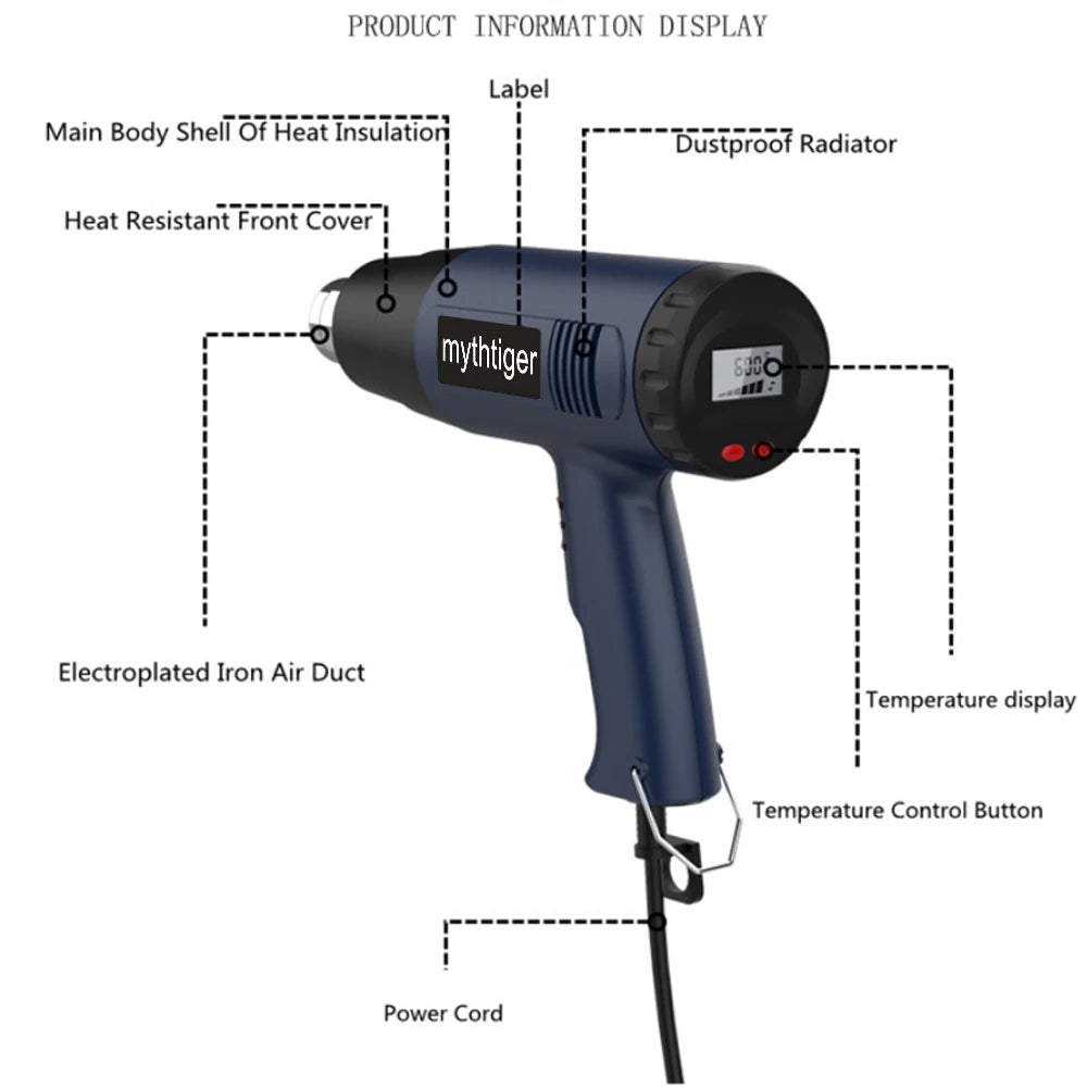NEW　Heat Gun Construction Thermal Dryer 220V Heat Guns Soldering Tool Temperature Adjustable Hair Dryer Shrinking Wrapping Tools