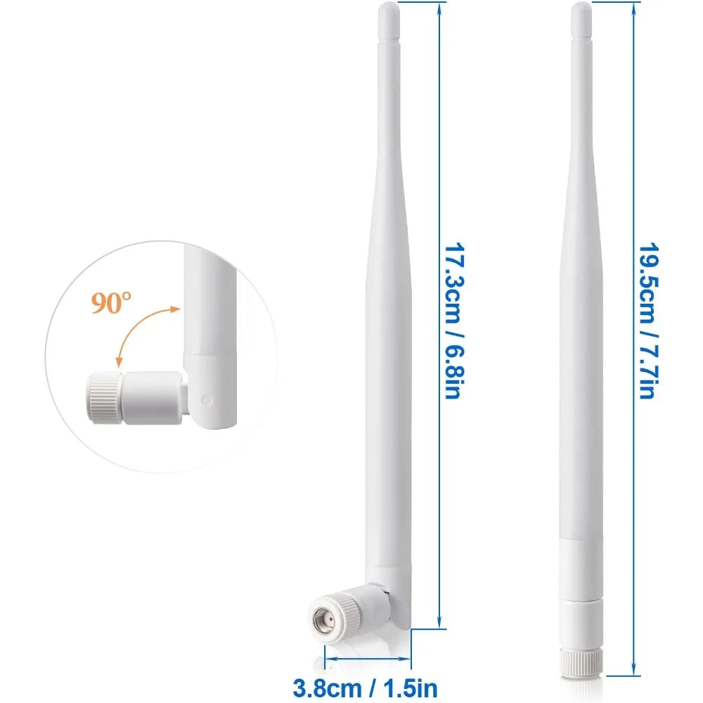 2.4G 5.8G WiFi Antenna 6dBi 2.4GHz 5GHz White Rubber Antennae RP SMA Male for Security Camera Surveillance Recorder WiFi Router