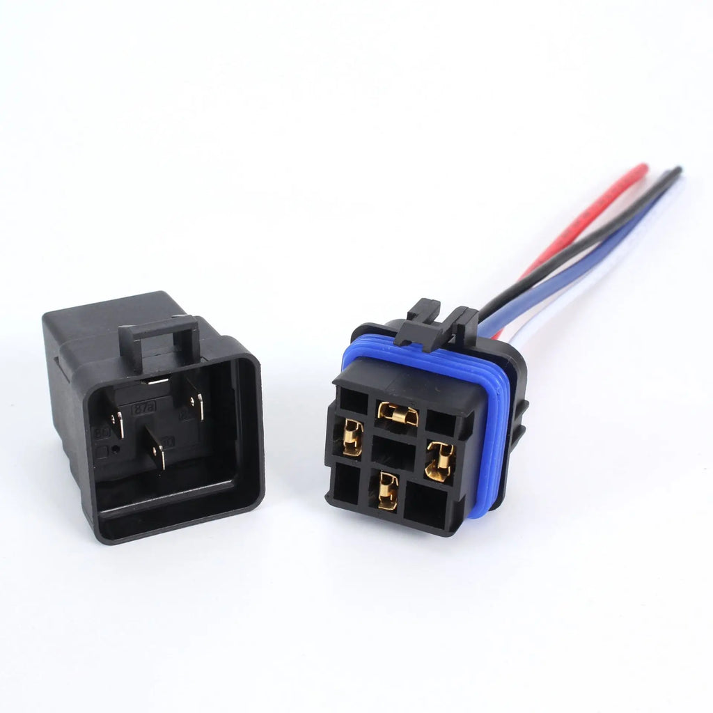1PCS DC 12 24V 40A 4 5-Pin AMP Waterproof Relay Harness Tinned Copper Wires 5-PIN SPDT For  Boat Auto Fan Car relay With Socket