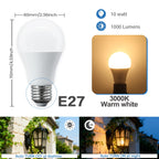2Pack Led Sensor Control Bulb B22 E27  Bulb Light Dusk To Down AC100-240V 1000lm 10W 3000K-6000K for Underground Garage Corridor