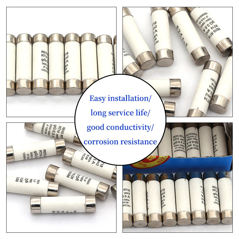 5/20/60Pcs 10*38 Fast blow Ceramic Fuse 10x38mm Fuse 380V 500V 0.5A 1A 2A 3A 4A 5A 6A 8A 10A 16A 20A 25A 32A 40A RO15 RT18 RT14
