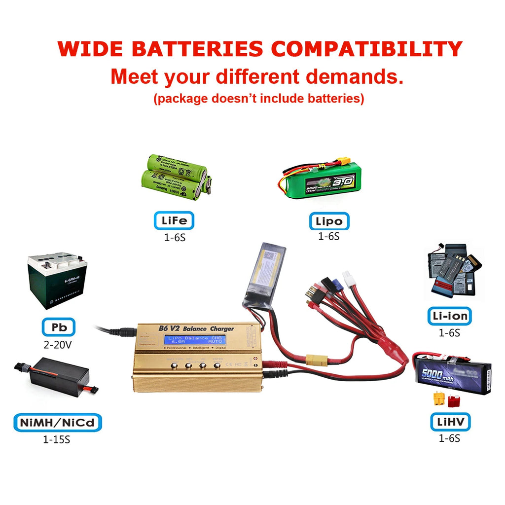 HTRC IMAX B6 V2 Balance Charger  80W Professional Digital Discharger For LiHV LiIon LiFe NiCd NiMH PB Battery RC LiPo Charger