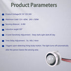 DC 5V 12V 24V 100W PIR Sensor Switch, Adjustable Time & Photocell Mode, High Power Infrared Motion Detector for LED Lighting
