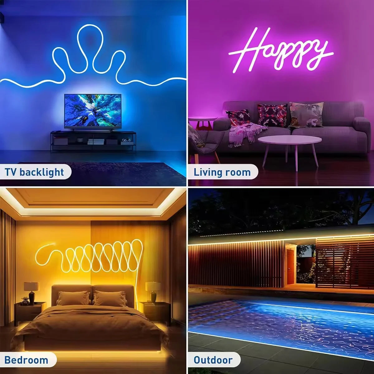 5V RGB+IC Neon Light Strip 15M USB Waterproof Flexible LED Light Strip Music Synchronization Bluetooth Remote Control DIY Home Decoration Changes Ambient light