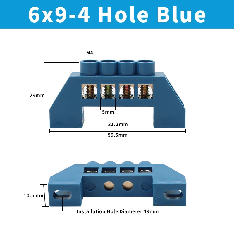 OMCH Terminal Bar 7x10 9x14mm Brass Ground Neutral Block High Conductivity Bridge Connector for Power Distribution Cabinet