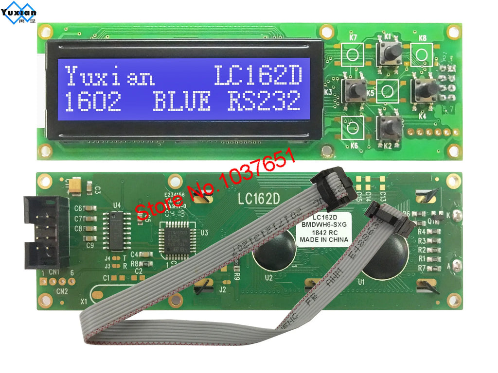 RS232 1602 16x2 LCD Display  Module  LC162D 3 size Blue Green Screen with switch AT89S5224AU Industrial Lcd Factory