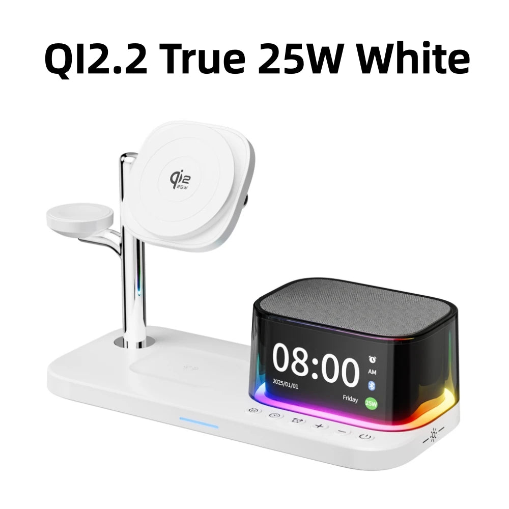Super Fast QI2.2 25W Magnetic Wireless Charger Station For Galaxy S25/S26 iPhone 17 16 Pro Max Apple& Galaxy Watch Airpods Buds