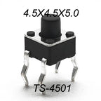 50PCS 4.5X4.5MM 4Pin DIP H=3.5/3.8/4.0/4.3~12mm 12V Tiny Button Tact Switch 260GF Momentary Tactical Push Button Parts Repair