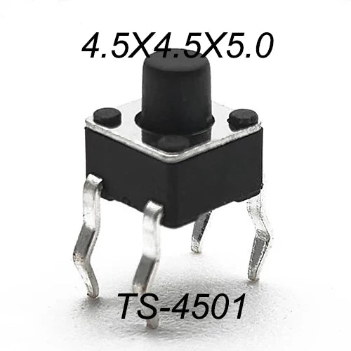50PCS 4.5X4.5MM 4Pin DIP H=3.5/3.8/4.0/4.3~12mm 12V Tiny Button Tact Switch 260GF Momentary Tactical Push Button Parts Repair