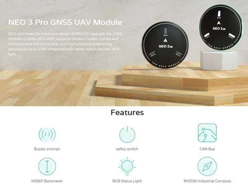 Cuav Neo 3 Pro Gnss Module Pix Flight Controller Pixhawk With Ardupilot Px4 Open Source M9n Gps