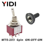 6A 125VAC Mini 6mm Toggle Switch MTS 102 103 202 203 302 303 402 403 on off SPDT DPDT on off on 3PDT Switch with Waterproof Cap