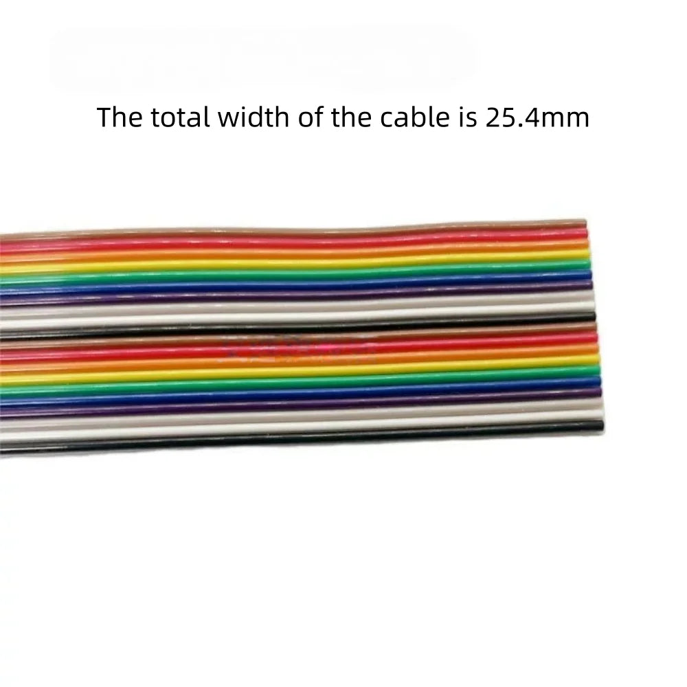 Rainbow Dupont Flat Ribbon Cable 1.27mm Pitch 1 Meter Length 6P‑64P Multi Pin Counts Compatible for FC Dupont Connector