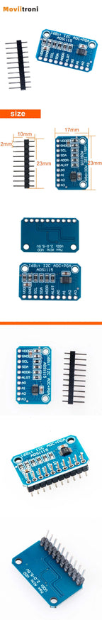 16 Bit ADS1115 Module I2C ADC 4 Channel With Pro Gain Amplifier