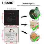 UBARO EU/UK Standard Crystal Tempered Glass Wall Panel Light Touch Switch Led Indicator Sensor Electrical Button 1/2/3Gang 220V