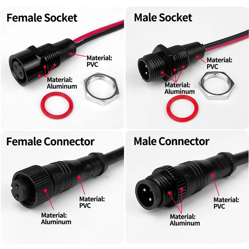 5PCS M12 Metal Panel Mount Connector IP65 Waterproof 2 3 4 5 6 8 Pin Male Female Socket Plug Pigtail Wire Industrial Cable