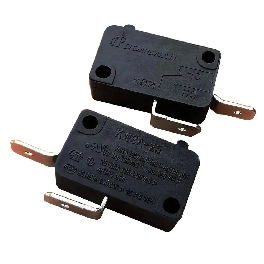 2Pcs KW3A‑25 2Pin Micro Switch 25A 125/250VAC SPST‑NO Normally Open Instant Action Limit Switch for Microwave Oven, Oven