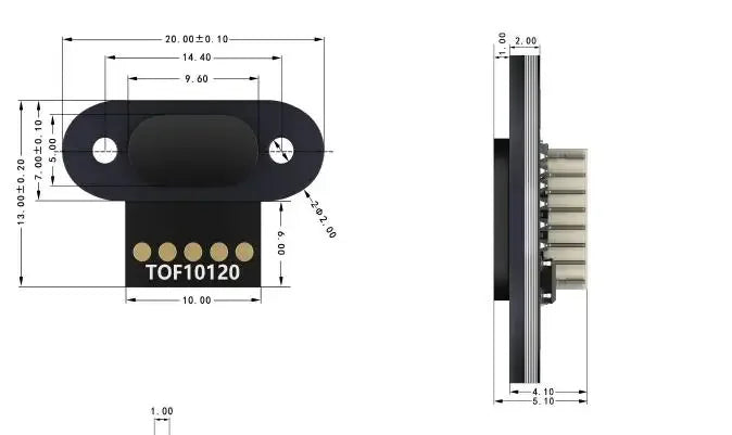 5Pcs/1pc VL6180/VL53L0X/VL53L1X TOF10120 Time of Flight ToF Laser Ranging Sensor TOF050F TOF050C TOF200C TOF400C 50CM/2M/4M IIC