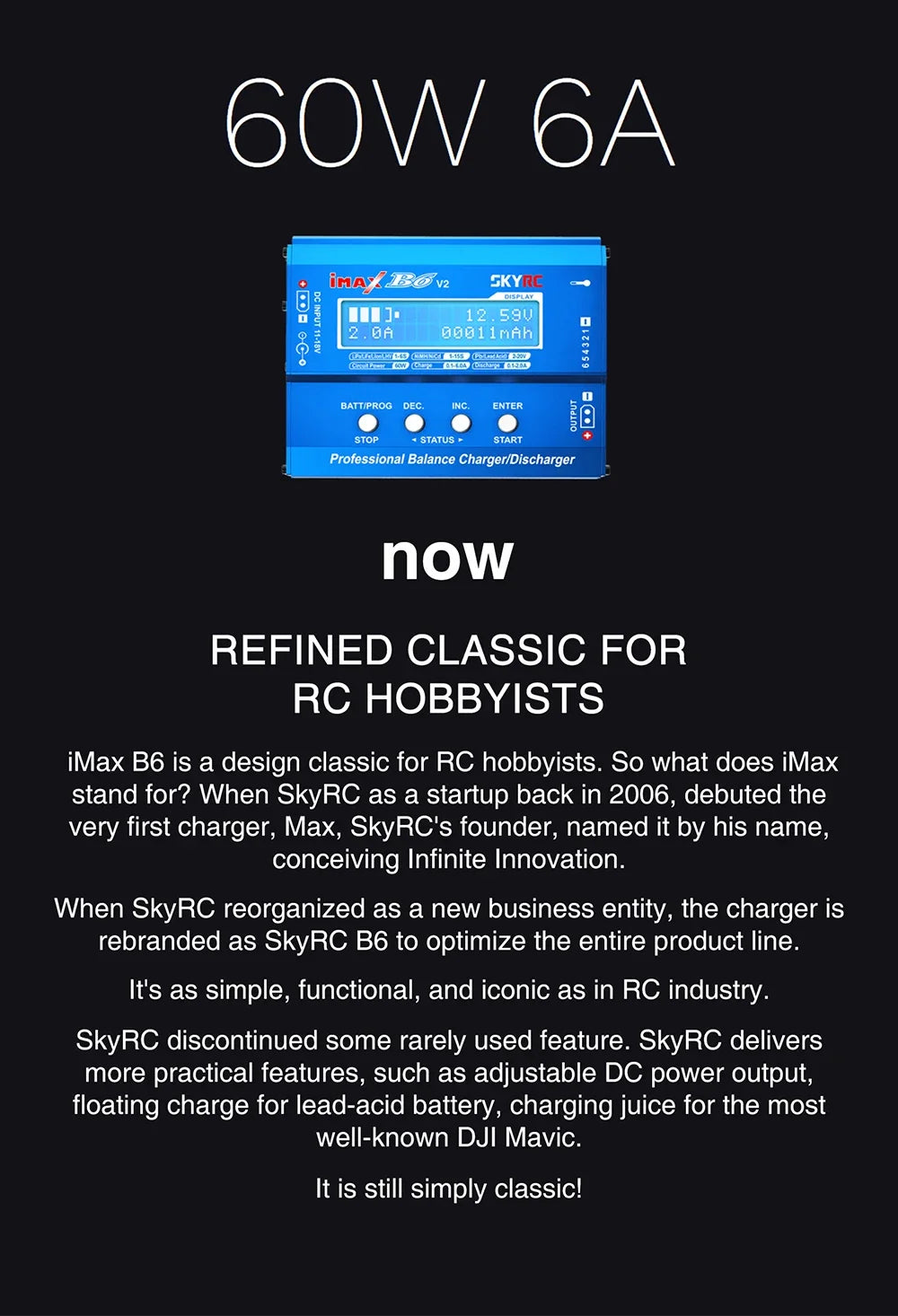 SKYRC IMAX B6 V2/B6 Mini/B6AC V2 Balance Battery Charger for NiMH NiCD LiHV NiCd Battery Charger for Mavic/Inspire Battery